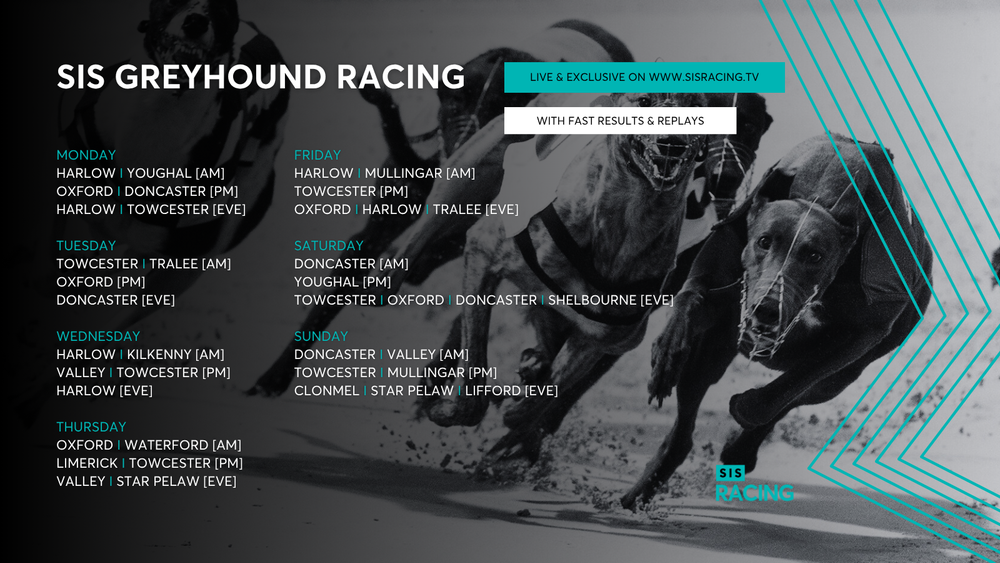 SIS greyhound racing schedule w/c Monday 9th June